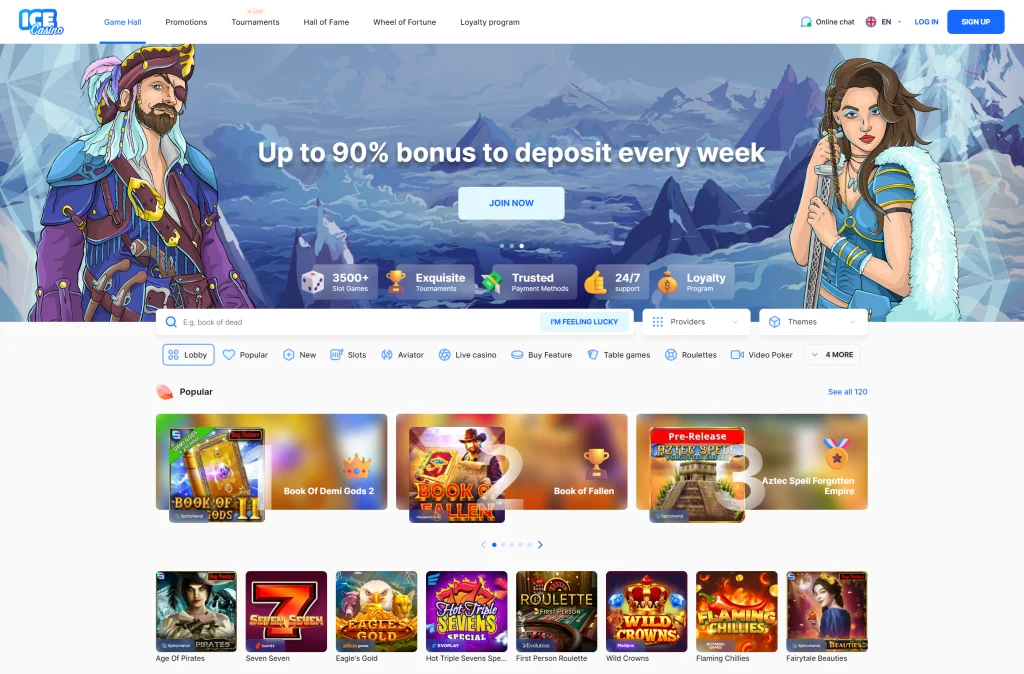 Ice Casino main page